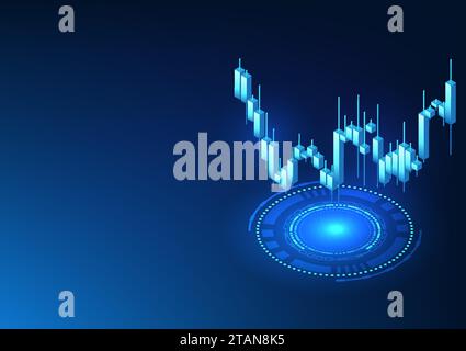 Technologie zur Anzeige von Aktiendiagrammen Kerzendiagramme, die Börsenkurse anzeigen. Es ist ein Finanzmarkt, in den Investoren gern investieren Stock Vektor