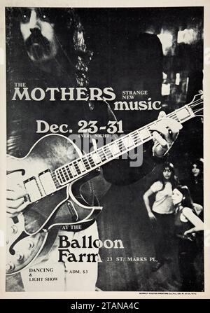 Frank Zappa - Mothers of Invention 1966 Balloon Farm, Greenwich Village Concert Poster Stockfoto