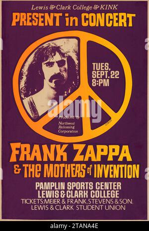 Frank Zappa and the Mothers of Invention 1970 Portland ODER College Concert Poster feat a Peace Symbol Stockfoto