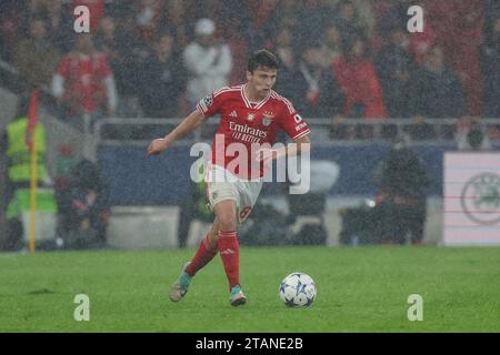 Lisboa, Portugal. November 2023. 2023.11.29 Gruppenphase der UEFA Champions League - Spieltag 5 Gruppe D SL Benfica - Inter Mailand v.l., Joao Neves (S.L.Benfica), FREISTELLER/dpa/Alamy Live News Stockfoto