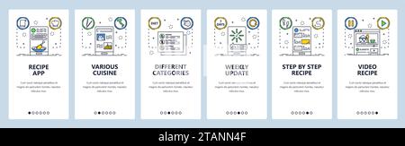 Cuisine Website und mobile App Onboarding Bildschirme Vektorvorlage Stock Vektor