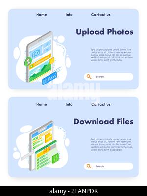 Laden Sie Fotos Vektor-Website-Vorlage für die Landing-Page hoch Stock Vektor