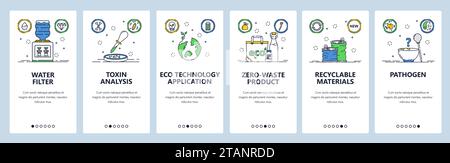 Zero Waste Website und mobile App Onboarding Bildschirme Vektorvorlage Stock Vektor