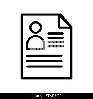 Vektorsymbol Geschäftsdokument und Umrissbüro-Symbol. Kontraktpapierlinien-Pikrogramm mit Erwerbstätigkeit-lebenslauf Stock Vektor