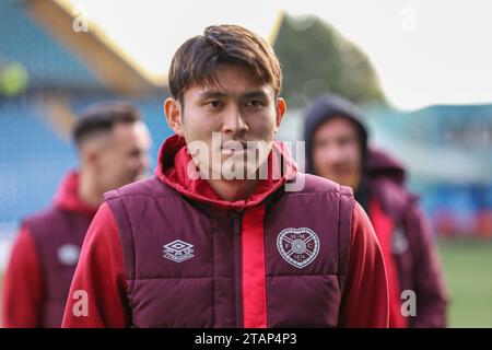 Rugby Park. Kilmarnock, Großbritannien. Dezember 2023. Während des Cinch Scottish Premiership Matches zwischen Kilmarnock und Hearts Hearts' Kyosuke Tagawa kommt (Foto: Alamy Live News/David Mollison) Credit: David Mollison/Alamy Live News Stockfoto