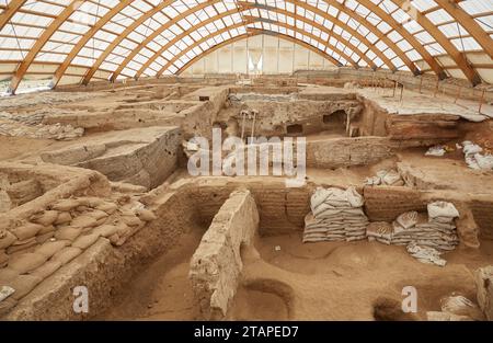 Die antike neoloithische Stadt Catal Hoyuk in der Türkei, gegründet vor über 9000 Jahren Stockfoto