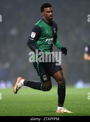 Coventry City's Haji Wright während des Sky Bet Championship Matches in Portman Road, Ipswich. Bilddatum: Samstag, 2. Dezember 2023. Stockfoto