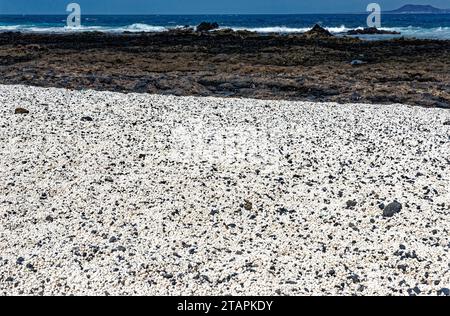 Playa del Mejillon oder Playa del Bajo de la Burra, genannt Popcorn Beach - Spanien, Kanarische Inseln, Fuerteventura. 24.09.2023 Stockfoto