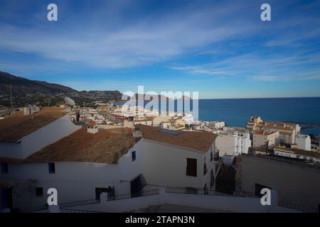 Blick auf das Dorf Altea, Valencia, Spanien Stockfoto