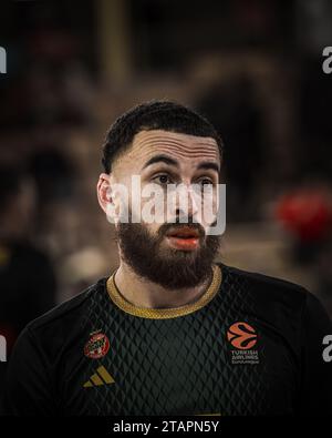 ALS Monaco #55 ist Mike James während des Spiels der Turkish Airlines in der 11. Runde zwischen AS Monaco und Olympiacos Piräus in der Gaston Medecin Halle in Monaco zu sehen. Endpunktzahl: AS Monaco 85: 77 Olympiakos. Stockfoto