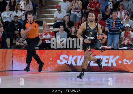 Monaco, Monaco. November 2023 30. AS Monaco #2 Jaron Blossomgame wird während des Spiels der Turkish Airlines Euroleague in der 11. Runde zwischen AS Monaco und Olympiacos Piräus in der Gaston Medecin Halle in Monaco gesehen. Endpunktzahl: AS Monaco 85: 77 Olympiakos. (Foto: Laurent Coust/SOPA Images/SIPA USA) Credit: SIPA USA/Alamy Live News Stockfoto