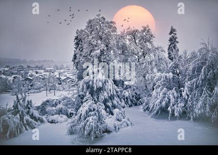 DE - BAYERN: Winterszene entlang der Isar bei Bad Toelz, Oberbayern Stockfoto