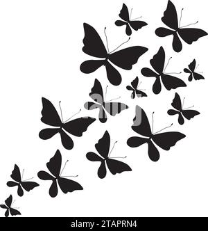 Schwarzer und farbenfroher Schmetterling, isoliert auf einem Weißen Stock Vektor