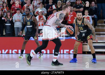 Monaco, Monaco. November 2023 30. AS Monaco #11 Alpha Diallo wird während des Spiels der Turkish Airlines Euroleague Runde 11 zwischen AS Monaco und Olympiacos Piräus in der Gaston Medecin Halle in Monaco gesehen. Endpunktzahl; AS Monaco 85: 77 Olympiakos. (Foto: Laurent Coust/SOPA Images/SIPA USA) Credit: SIPA USA/Alamy Live News Stockfoto