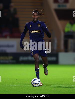 TIR Park, Motherwell, Großbritannien. Dezember 2023. Scottish Premiership Football, Motherwell gegen Dundee; Malachi Boateng von Dundee Credit: Action Plus Sports/Alamy Live News Stockfoto