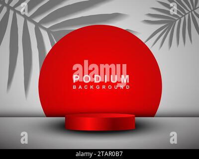 3D-Podium-Hintergrund. Abstrakte Komposition in minimalem Design. Plattform für Produktpräsentationen. Leistungsstufe. Stock Vektor