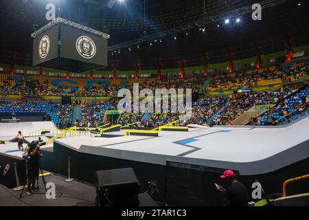 Sao Paulo, Sao Paulo, Brasilien. Dezember 2023. Sao Paulo (SP), 02/2023 - Qualifier/SLS/SKATE/WOMEN - Finale der Street SKATE World League, SLS Super Crown World Championship, Qualifikation der Frauen für das Finale des Super Crown SLS Skateboards am Samstag Nachmittag, 2. November 2023, im Ibirapuera Gymnasium im Süden von Sao Paulo. (Kreditbild: © Leco Viana/TheNEWS2 via ZUMA Press Wire) NUR REDAKTIONELLE VERWENDUNG! Nicht für kommerzielle ZWECKE! Stockfoto