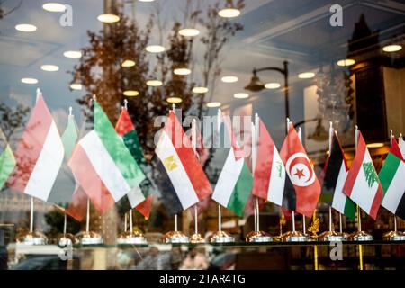 Einige Beispiele von internationalen Flaggen in Aussicht Stockfoto