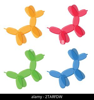 Transparente Ballonhunde isoliert auf weißem Hintergrund. Niedliche Bubble Animals Hundespielzeuge im flachen Stil. Vektorabbildung Stock Vektor