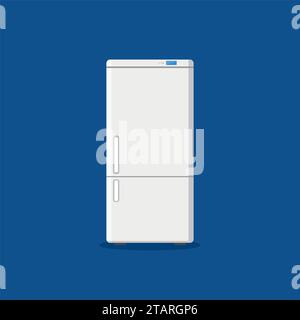 Kühlschrank für Haushaltsgeräte isoliert auf blauem Hintergrund. Kühlschrank für elektronische Geräte. Vektor-Illustration für Haushaltsgeräte. Stock Vektor