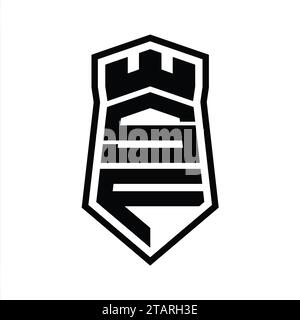 SF Letter Logo-Monogramm-Hexagon-Schildform nach oben und unten mit isolierter Designvorlage im Kronschloss Stockfoto