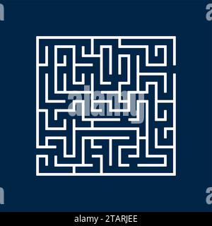 Vektorillustration von Labyrinth oder Labyrinth isoliert auf blauem Hintergrund. Stock Vektor