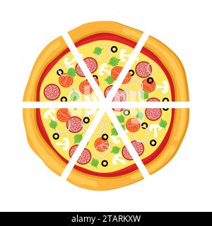 Pizza in flachem Stil isoliert auf weißem Hintergrund. Icon Food Silhouette. Vektorabbildung. Stock Vektor