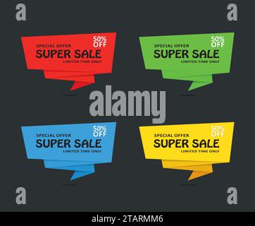 Super Sale Banner Vorlage auf dunklem Hintergrund. Bestes Angebot. Vektorabbildung. Stock Vektor