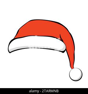 Weihnachtsmann-Mütze aus flachen Stil. Vektor-Illustration. Stock Vektor
