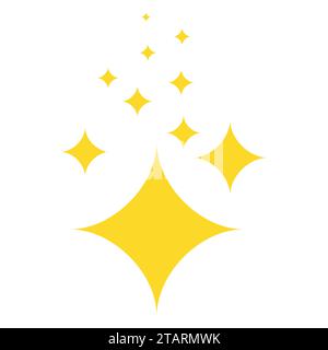 Glänzen. Gelbe Sterne von Brillanz und Strahlkraft von Sauberkeit und Frische. Reinigung, Frische und Hygiene. Symbol auf weißem Hintergrund isoliert. Stock Vektor