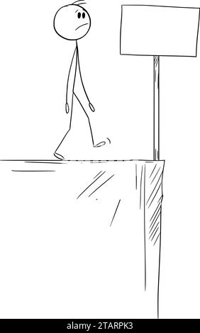 Person oder Geschäftsmann am Rand oder Ende, Vektor-Cartoon-Stick-Abbildung Abbildung Stock Vektor