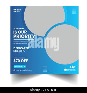 Medizinische und medizinische Medien Social Media Posts oder Flyer Banner Templates für Social Media Anzeigen Stock Vektor