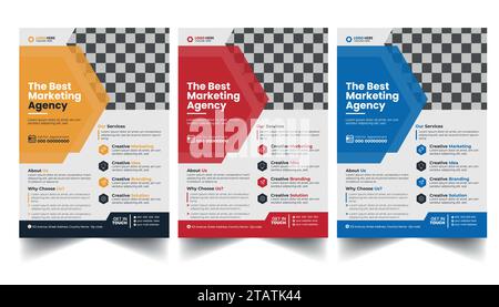 Flyer-Vorlage für Unternehmen, Layout für kreative Geschäftsbroschüren für Marketing, Werbung Stock Vektor