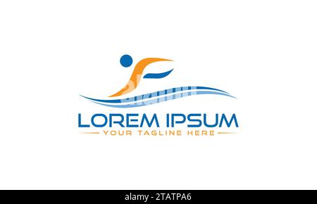 Logo-Design Im Schwimmen. Einzigartiges und professionelles Logo-Design. Stock Vektor