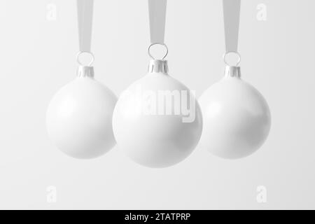 Weihnachtskugel weiß blank Matte 3D-Rendering-Modell Stockfoto