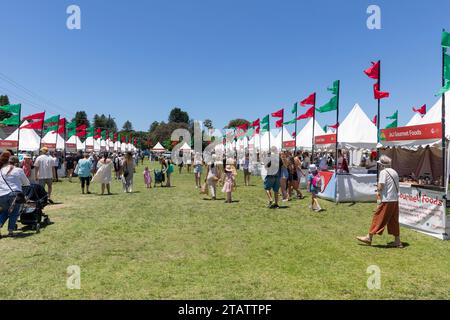 Australien Weihnachtsmarkt in Narrabeen Sydney am blauen Himmel Dezember Tag, Verkaufsstände verkaufen Weihnachtsgeschenke und Geschenkideen, MSW, Australien Stockfoto