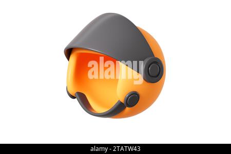 Cartoon-Helmmodell im weißen Hintergrund, 3D-Rendering. 3D-Abbildung. Stockfoto