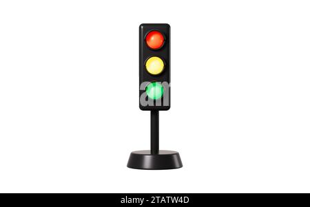 Cartoon-Ampel, 3D-Rendering. 3D-Abbildung. Stockfoto