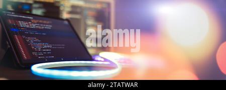Programmiercode der Website. IT-Geschäft. Stockfoto