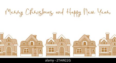 Lebkuchenhaus eine Vorlage für Winterfeiertagskarten. Mehrere verschiedene Häuser. Poster Webdesign Vektor-Illustration. Stock Vektor