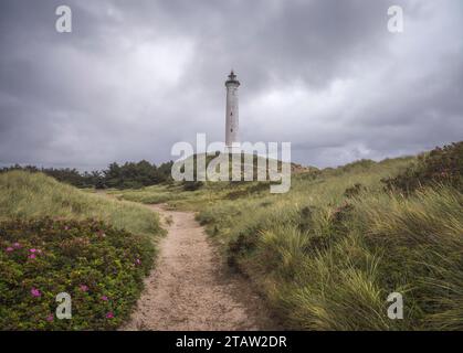 Berühmter Leuchtturm von Lyngvig in Jütland, Dänemark Stockfoto