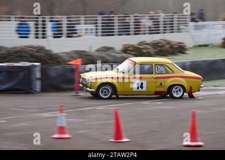 Rallyefahrzeug in Aktion auf dem Goodwood Motor-Rennkurs Stockfoto