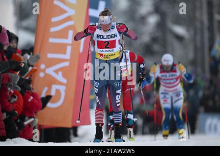 Jessie Diggins, USA, während der 4x7,5 km-Staffel der Frauen bei den FIS Cross-Country-Weltmeisterschaften in Gallivare, Schweden, 03. Dezember 2023.Foto: Ulf Palm / TT / kod 9110 Stockfoto