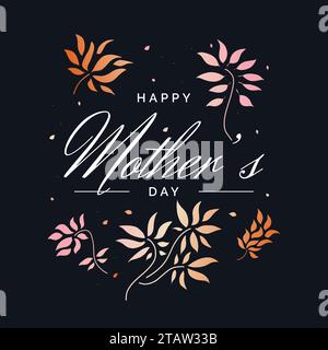 Happy Mother's Day Typografie für Grußkarten- oder Posterdesign mit Blume Illustration Stock Vektor