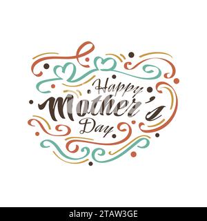 „Happy Mothers Day“-Schriftzug im Doodle-Stil. Die Typografie zum Muttertag kann für das Design von Grußkarten, Poster, Banner oder T-Shirts verwendet werden Stock Vektor
