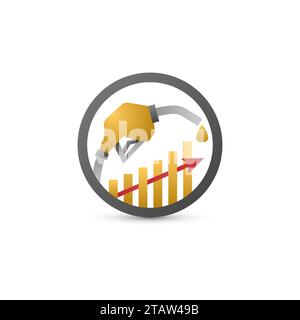 Gas- oder Ölpreise steigen. Kraftstoffabbildung mit steigendem Diagramm und Pfeil. Symbol Für Preiserhöhung Für Benzin Stock Vektor