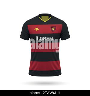 Realistisches 3D-Fußballtrikot im Sport-Stil, Trikotvorlage für Fußballtrikot 2023 Stock Vektor