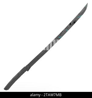 Futuristische Katana-Waffe isoliert auf weißem Hintergrund Stockfoto