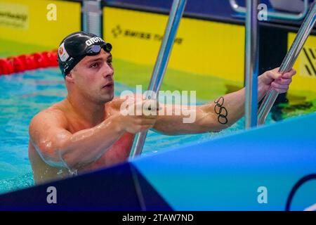 Rotterdam, Niederlande. Dezember 2023. ROTTERDAM, NIEDERLANDE - 3. DEZEMBER: Jesse stellt die Niederlande nach der Teilnahme an den 50-m-Freestyle-Läufen der Männer am 4. Tag des Rotterdam Qualifikationstreffens am Zwemcentrum Rotterdam am 3. Dezember 2023 in Rotterdam, Niederlande (Foto: Rene Nijhuis/BSR Agency) Credit: BSR Agency/Alamy Live News Stockfoto