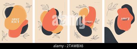 Moderne und minimalistische abstrakte Hintergrundvorlagen mit Blumen und flüssigen Formen, geeignet für Wanddekorationen, Tapeten, Cover, Einladung, Banner Stock Vektor
